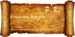 Poparadu Karion névjegykártya